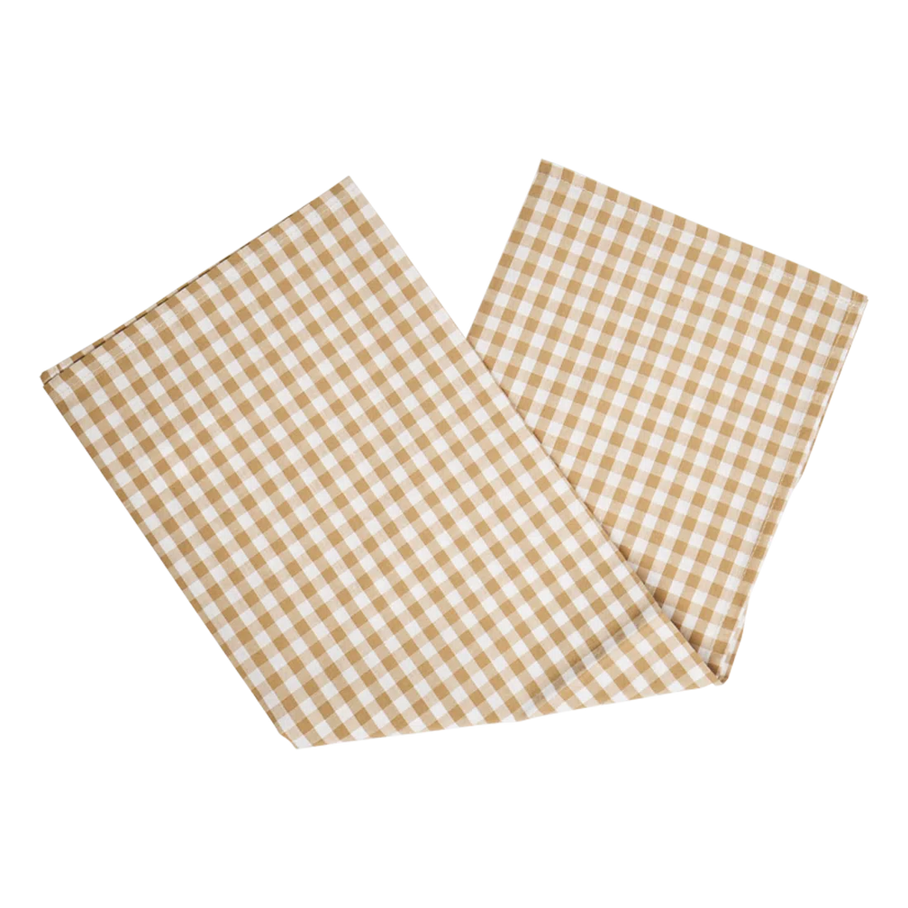 4pk Gingham Napkins - Tan table linen, with eye-catching graphics or color designed to feel useful as well as expressive; brings color and pattern to place settings while remaining practical for everyday meals and entertaining. Additional view helps show the profile, scale, and decorative details.