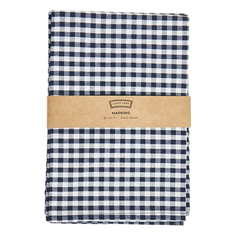 4pk Gingham Napkins - Navy table linen, with eye-catching graphics or color designed to feel useful as well as expressive; brings color and pattern to place settings while remaining practical for everyday meals and entertaining.