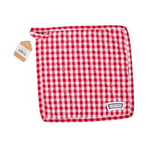 SQ POT HOLDER - GINGHAM RED (8.75
