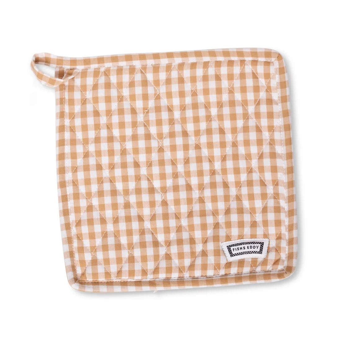 SQ POT HOLDER - GINGHAM TAN (8.75"x8.75")