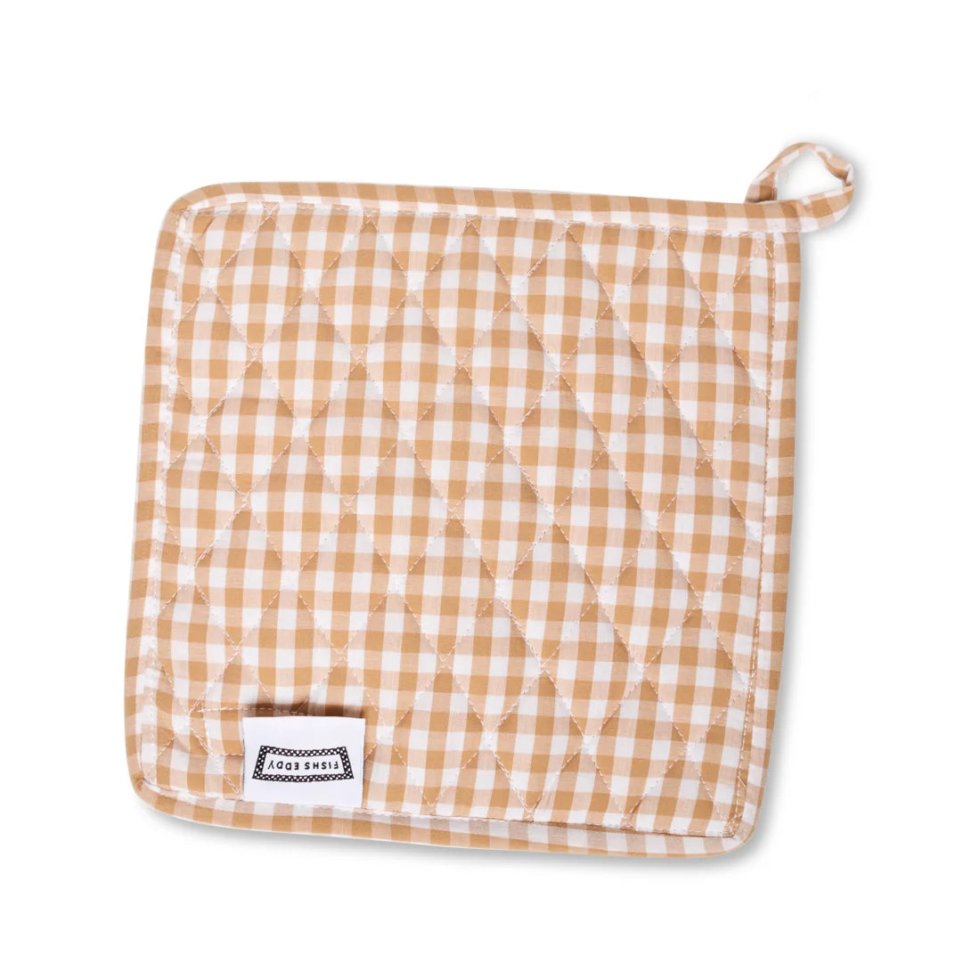 SQ POT HOLDER - GINGHAM TAN (8.75"x8.75")