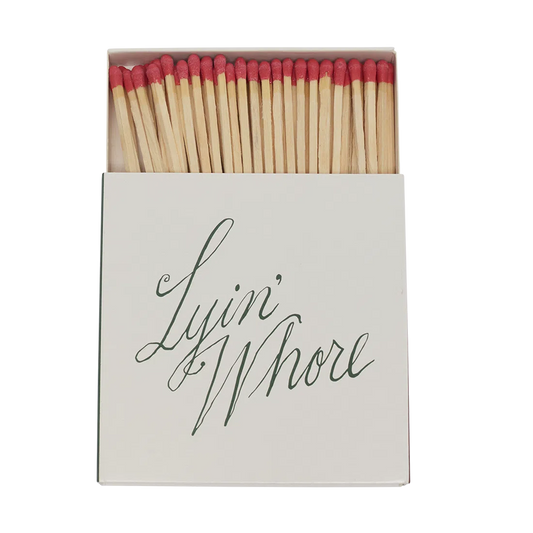 Matches - Lyin' Whore decorative match set, with thoughtful packaging and a design that makes it easy to use, display, or gift; both useful for lighting candles and attractive enough to leave out on a bar cart, mantel, or coffee table.
