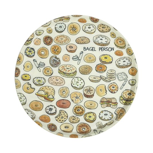 Camtray - Round Bagel Person serving and catchall piece, with a clean, polished finish and distinctive shape or artwork; useful for snacks and small bites, or for organizing jewelry, keys, and countertop essentials. Primary product view highlights the overall design and proportions.