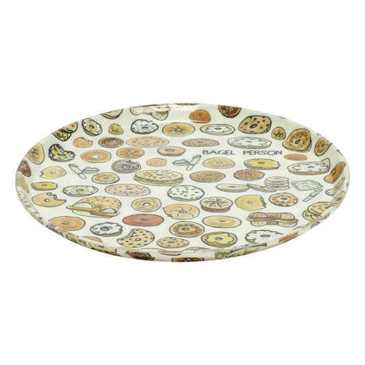 Camtray - Round Bagel Person serving and catchall piece, with a clean, polished finish and distinctive shape or artwork; useful for snacks and small bites, or for organizing jewelry, keys, and countertop essentials. Alternate product view shows more of the shape, finish, and design details.