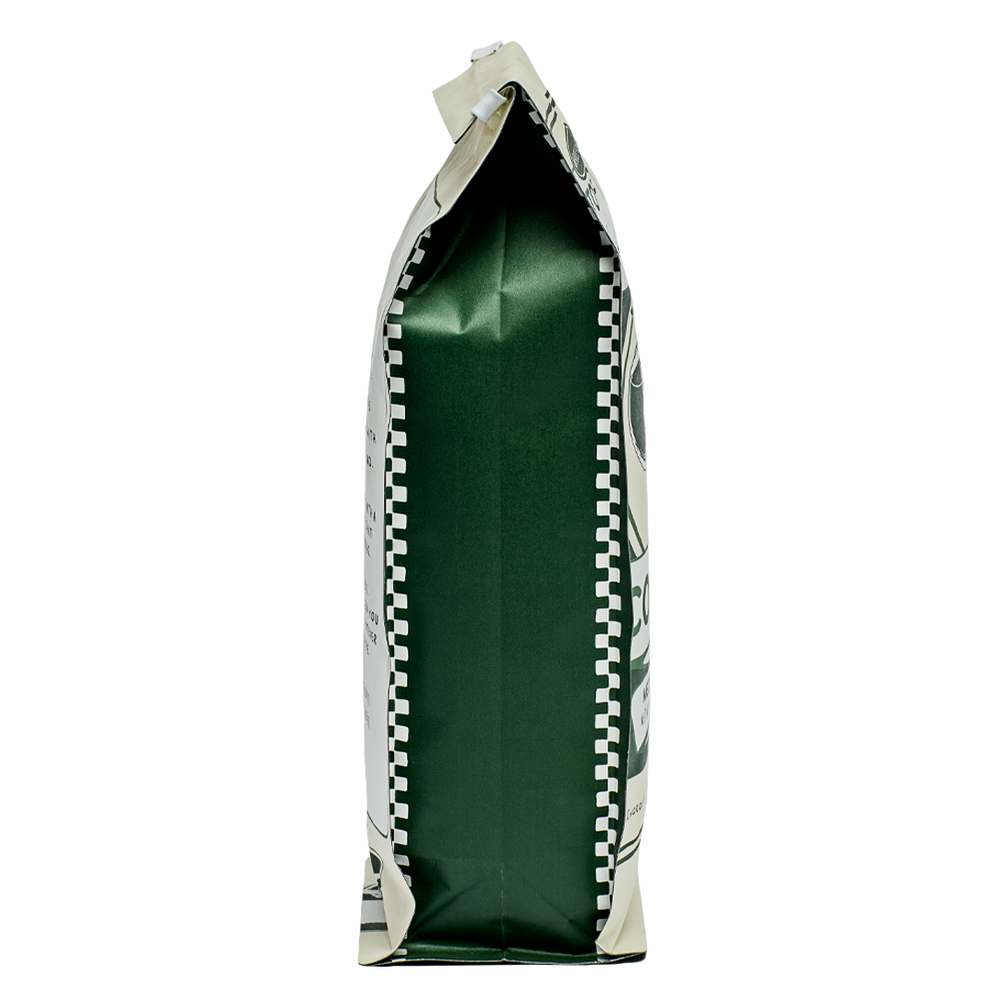 Green bag with a checkered pattern on a white background