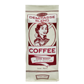 Coffee bag with vintage design featuring a woman holding a cup of coffee on a white background