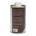 Can of olive oil with text on a white background