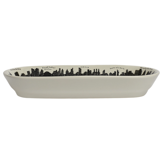 212 Skyline - Celery Dish serving and catchall piece, with a clean, polished finish and distinctive shape or artwork; useful for snacks and small bites, or for organizing jewelry, keys, and countertop essentials. Alternate product view shows more of the shape, finish, and design details.
