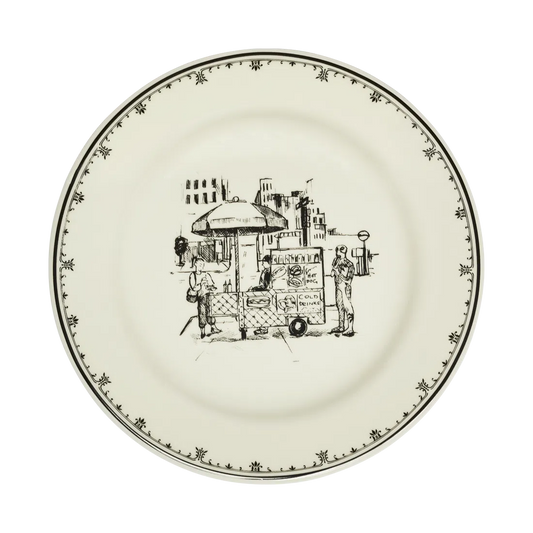 NYC Toile - Cart Plate tableware, with a clean, polished finish and distinctive shape or artwork; a useful size for meals, appetizers, desserts, snacks, or layered place settings. Primary product view highlights the overall design and proportions.