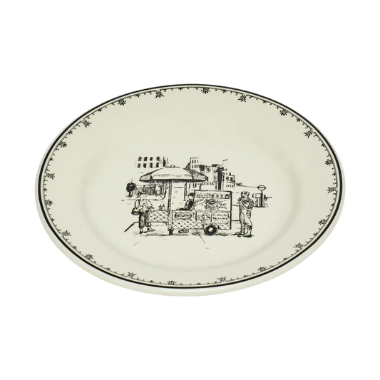 NYC Toile - Cart Plate tableware, with a clean, polished finish and distinctive shape or artwork; a useful size for meals, appetizers, desserts, snacks, or layered place settings. Alternate product view shows more of the shape, finish, and design details.
