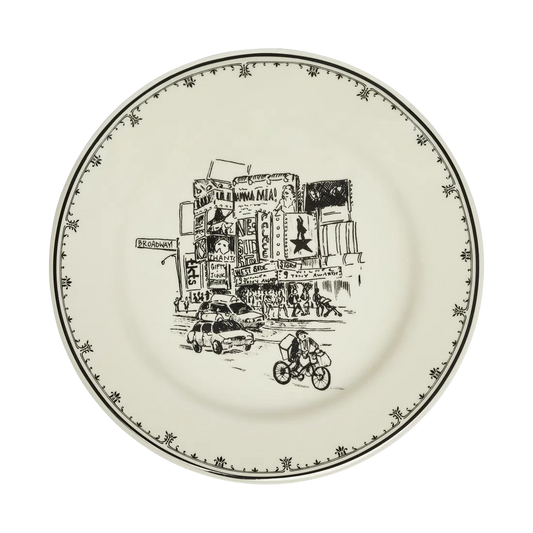 NYC Toile - Time Sq Plate tableware, with a clean, polished finish and distinctive shape or artwork; a useful size for meals, appetizers, desserts, snacks, or layered place settings. Primary product view highlights the overall design and proportions.