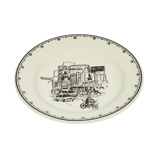 NYC Toile - Time Sq Plate tableware, with a clean, polished finish and distinctive shape or artwork; a useful size for meals, appetizers, desserts, snacks, or layered place settings. Alternate product view shows more of the shape, finish, and design details.