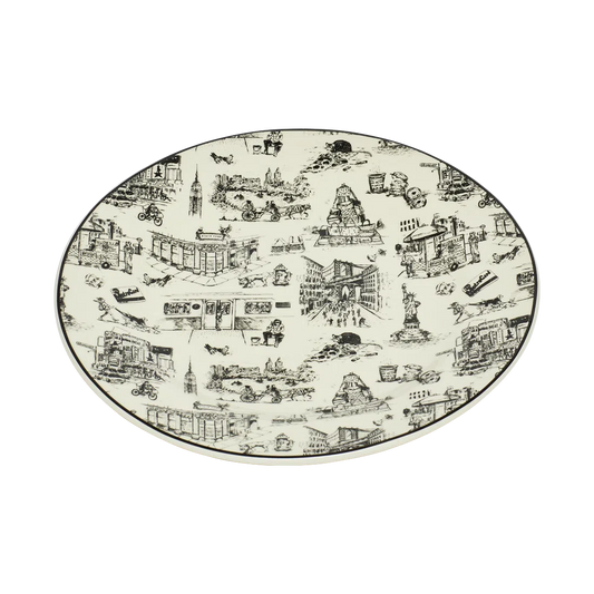 NYC Toile - Dinner Plate tableware, with a clean, polished finish and distinctive shape or artwork; a useful size for meals, appetizers, desserts, snacks, or layered place settings. Alternate product view shows more of the shape, finish, and design details.