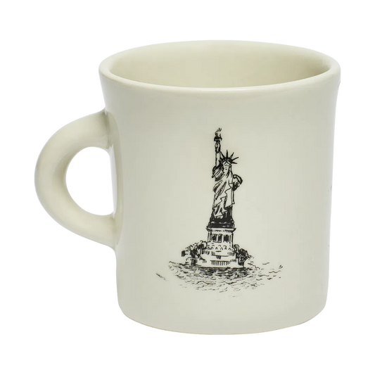 NYC Toile - Liberty Dog Mug ceramic drinkware, with a clean, polished finish and distinctive shape or artwork; a comfortable everyday choice for coffee, tea, cocoa, or desk-side sipping. Primary product view highlights the overall design and proportions.