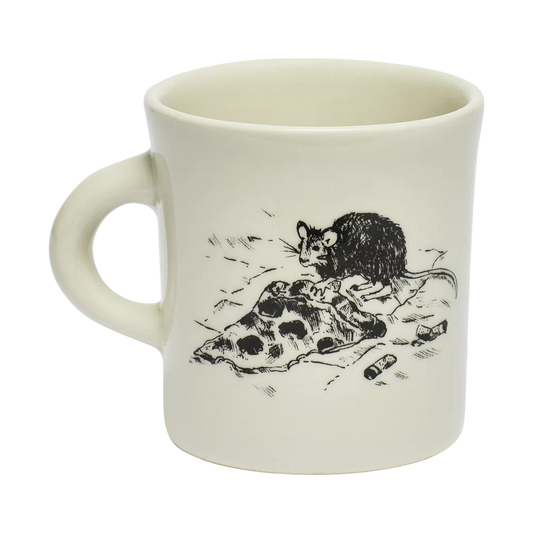 NYC Toile - Pizza Rat Mug ceramic drinkware, with a clean, polished finish and distinctive shape or artwork; a comfortable everyday choice for coffee, tea, cocoa, or desk-side sipping. Primary product view highlights the overall design and proportions.