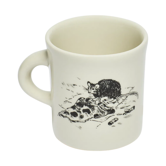 NYC Toile - Pizza Rat Mug ceramic drinkware, with a clean, polished finish and distinctive shape or artwork; a comfortable everyday choice for coffee, tea, cocoa, or desk-side sipping. Alternate product view shows more of the shape, finish, and design details.