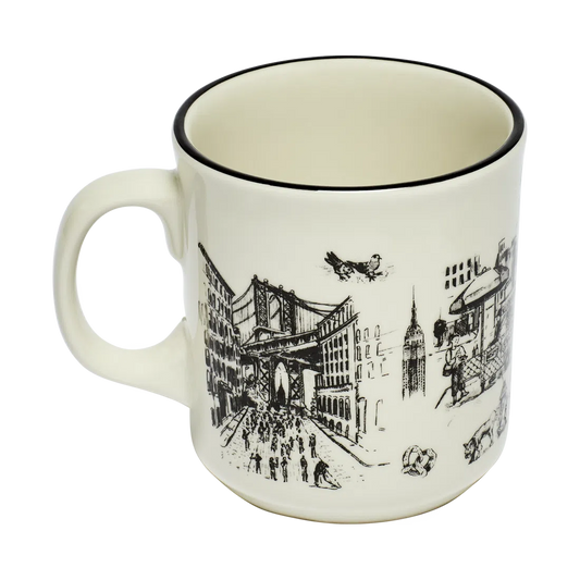 NYC Toile - Jumbo Mug ceramic drinkware, with a clean, polished finish and distinctive shape or artwork; a comfortable everyday choice for coffee, tea, cocoa, or desk-side sipping. Alternate product view shows more of the shape, finish, and design details.