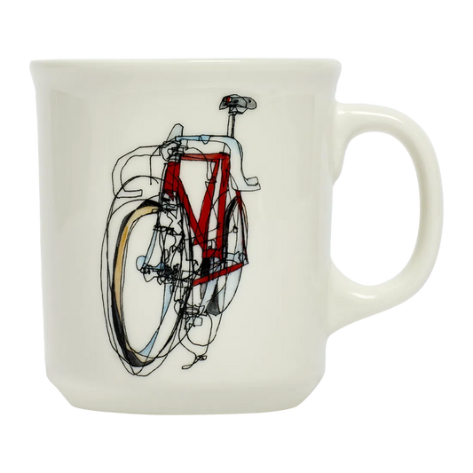 Taliah Lempert - Bike Mug ceramic drinkware, with a clean, polished finish and distinctive shape or artwork; a comfortable everyday choice for coffee, tea, cocoa, or desk-side sipping. Alternate product view shows more of the shape, finish, and design details.