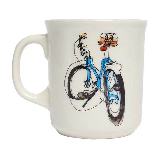 Taliah Lempert - Bike Mug ceramic drinkware, with a clean, polished finish and distinctive shape or artwork; a comfortable everyday choice for coffee, tea, cocoa, or desk-side sipping. Primary product view highlights the overall design and proportions.