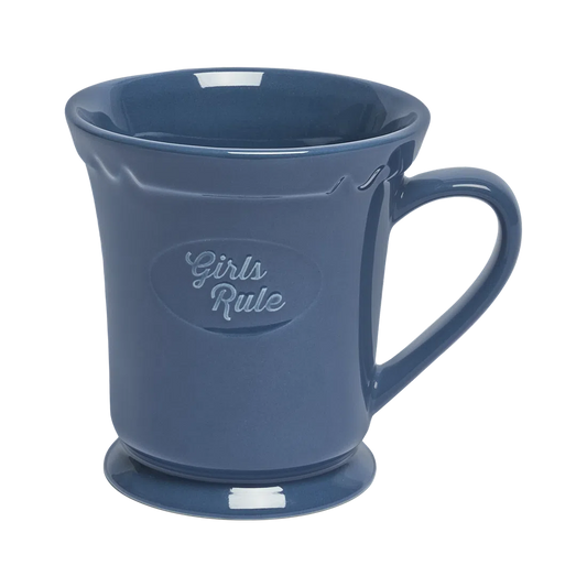 Girls Rule Mug ceramic drinkware, with a clean, polished finish and distinctive shape or artwork; a comfortable everyday choice for coffee, tea, cocoa, or desk-side sipping. Alternate product view shows more of the shape, finish, and design details.