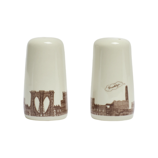 Brooklyn - Salt & Pepper Shaker Set distinctive Fishs Eddy piece, with a distinctive, well-considered design that adds personality to everyday spaces; combines practical everyday use with the brand’s playful, collected point of view.