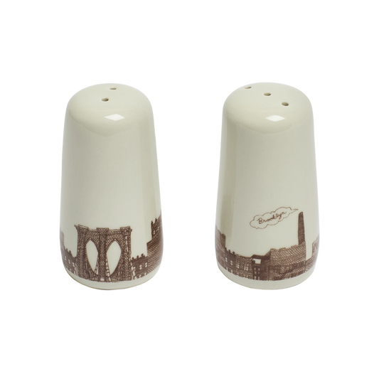 Brooklyn - Salt & Pepper Shaker Set distinctive Fishs Eddy piece, with a distinctive, well-considered design that adds personality to everyday spaces; combines practical everyday use with the brand’s playful, collected point of view.