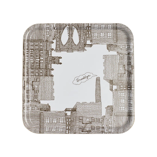 Brooklyn Tray serving and catchall piece, with a clean, polished finish and distinctive shape or artwork; useful for snacks and small bites, or for organizing jewelry, keys, and countertop essentials. Primary product view highlights the overall design and proportions.