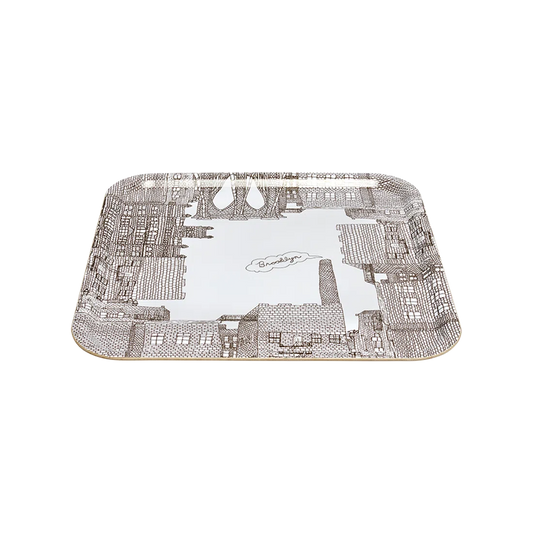 Brooklyn Tray serving and catchall piece, with a clean, polished finish and distinctive shape or artwork; useful for snacks and small bites, or for organizing jewelry, keys, and countertop essentials. Alternate product view shows more of the shape, finish, and design details.