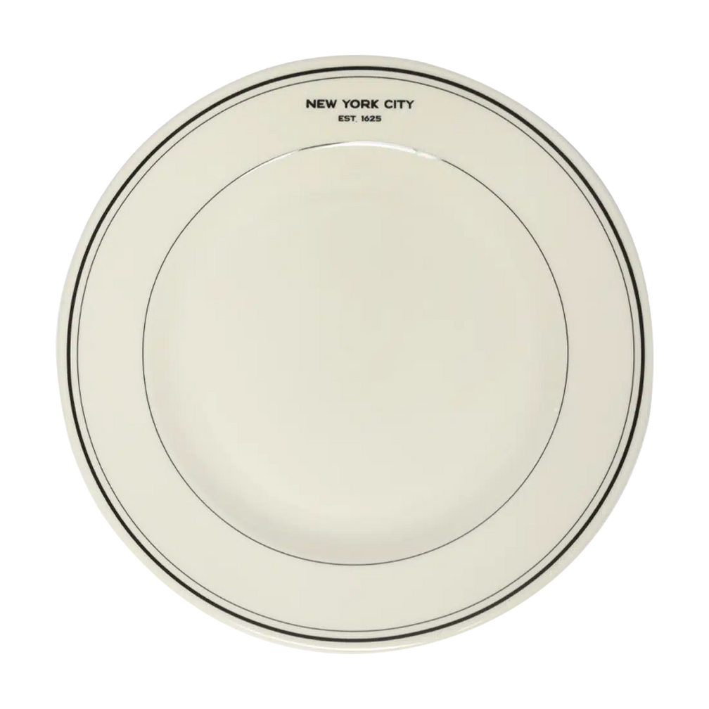 EST NYC - 1625 Main Plate tableware, with a clean, polished finish and distinctive shape or artwork; a useful size for meals, appetizers, desserts, snacks, or layered place settings. Primary product view highlights the overall design and proportions.