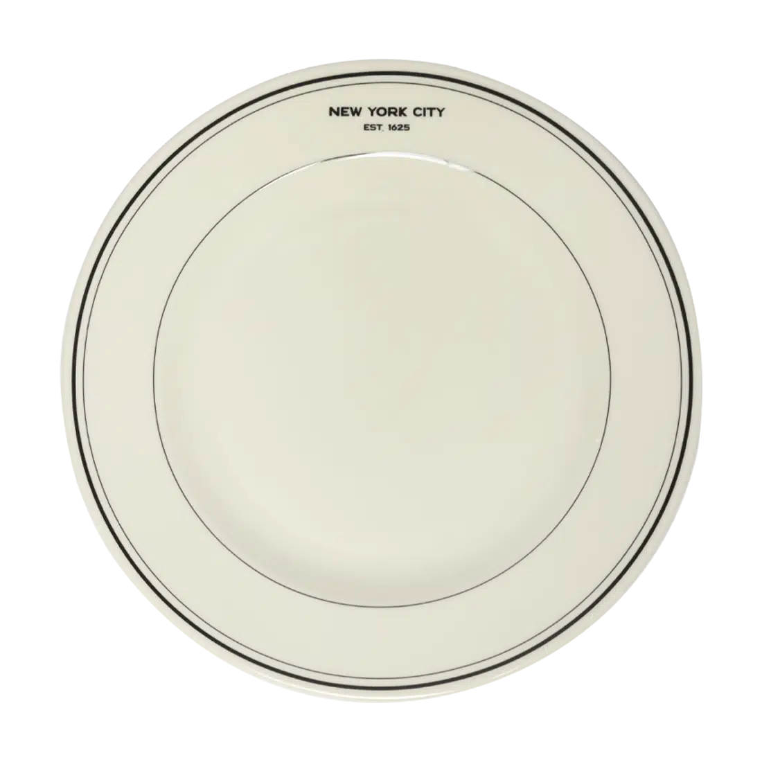 EST NYC - 1625 Main Plate tableware, with a clean, polished finish and distinctive shape or artwork; a useful size for meals, appetizers, desserts, snacks, or layered place settings. Primary product view highlights the overall design and proportions.