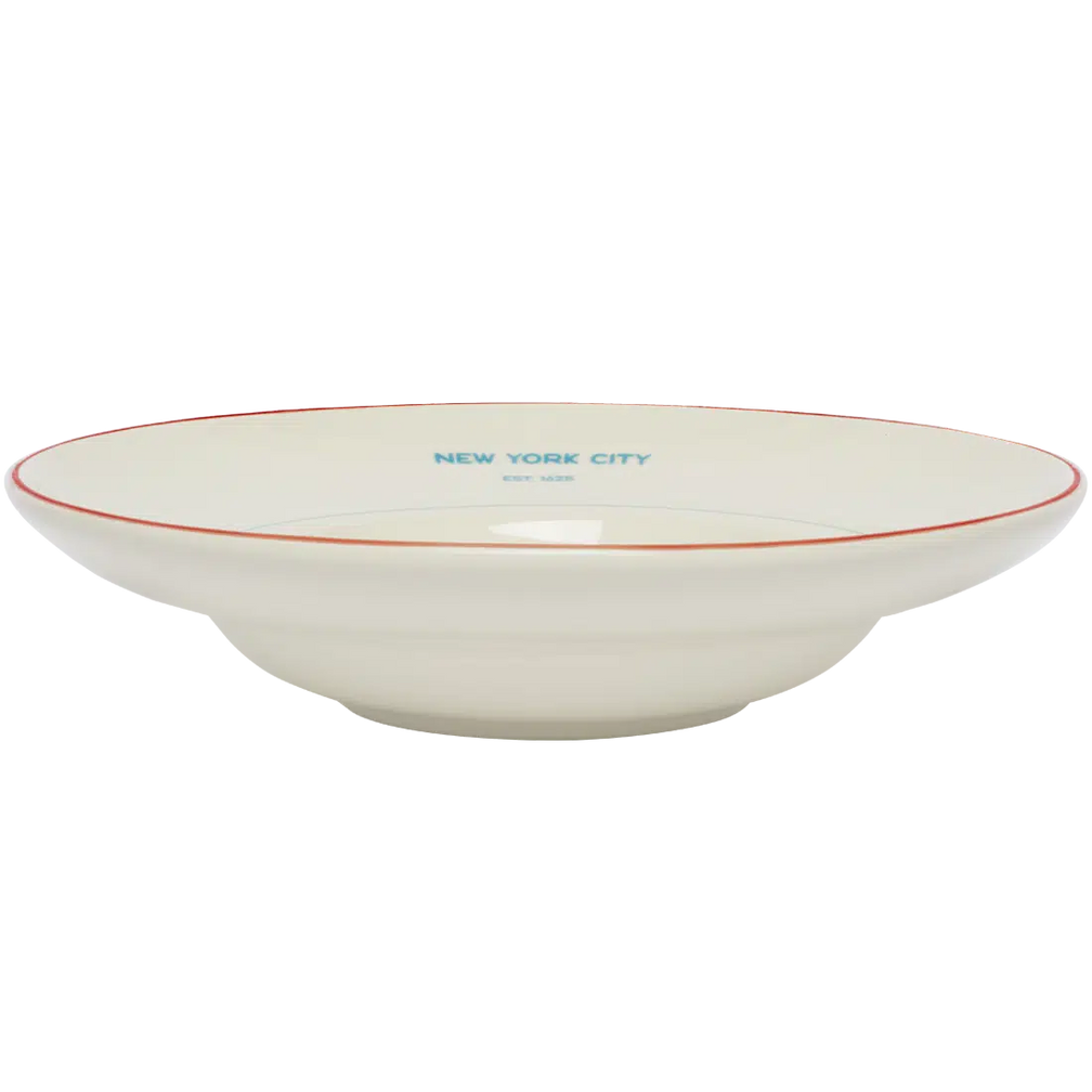 EST NYC - 1625 Pasta Bowl versatile tableware, with a clean, polished finish and distinctive shape or artwork; useful for cereal, soup, snacks, sides, desserts, or everyday prep and serving. Additional view helps show the profile, scale, and decorative details.
