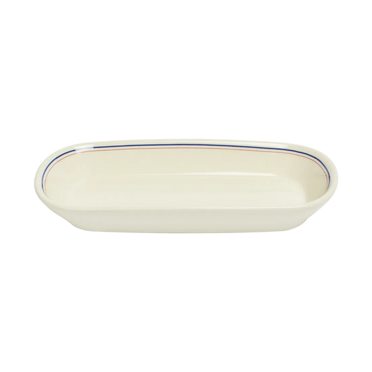 Hl Red/blueband - Celery Dish serving and catchall piece, with a clean, polished finish and distinctive shape or artwork; useful for snacks and small bites, or for organizing jewelry, keys, and countertop essentials. Alternate product view shows more of the shape, finish, and design details.