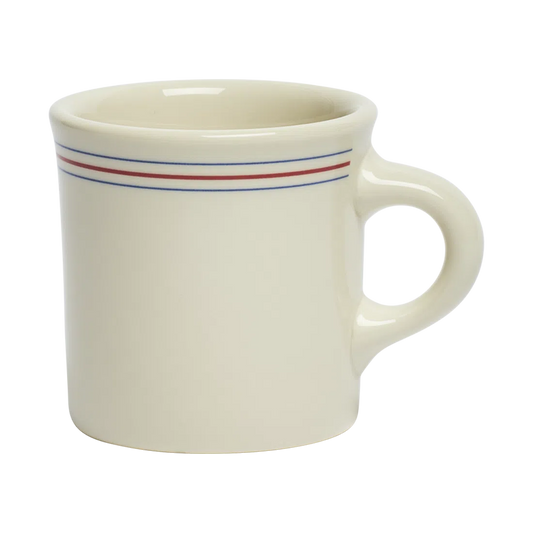 Hl Red/blueband - Diner Mug ceramic drinkware, with a clean, polished finish and distinctive shape or artwork; a comfortable everyday choice for coffee, tea, cocoa, or desk-side sipping. Alternate product view shows more of the shape, finish, and design details.