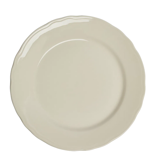 Scalloped Whites - Main Plate tableware, with a clean, polished finish and distinctive shape or artwork; a useful size for meals, appetizers, desserts, snacks, or layered place settings. Primary product view highlights the overall design and proportions.