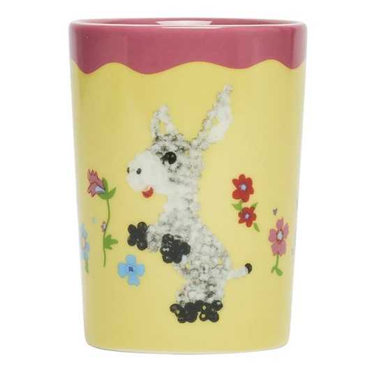 Fishs Eddyxsusan Alexandra Donnie the Donkey Cup ceramic drinkware, with a clean, polished finish and distinctive shape or artwork; a comfortable everyday choice for coffee, tea, cocoa, or desk-side sipping. Primary product view highlights the overall design and proportions.