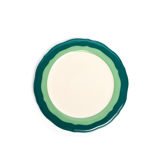 2-tone Scallop - Teal/seagreen - Salad Plate tableware, with a clean, polished finish and distinctive shape or artwork; a useful size for meals, appetizers, desserts, snacks, or layered place settings. Primary product view highlights the overall design and proportions.