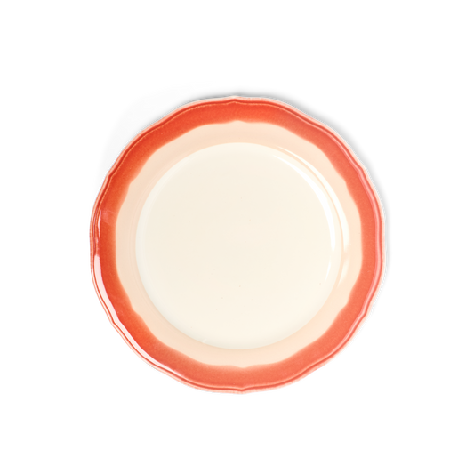 2-tone Scallop - Rust/tan - Salad Plate tableware, with a clean, polished finish and distinctive shape or artwork; a useful size for meals, appetizers, desserts, snacks, or layered place settings. Primary product view highlights the overall design and proportions.