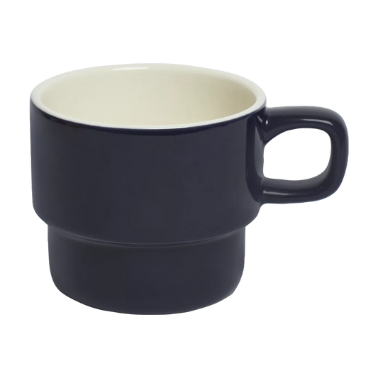 Stackable Mug - Indigo ceramic drinkware, with a clean, polished finish and distinctive shape or artwork; a comfortable everyday choice for coffee, tea, cocoa, or desk-side sipping. Alternate product view shows more of the shape, finish, and design details.