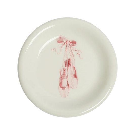 Ballet Slippers Mini Plate tableware, with a clean, polished finish and distinctive shape or artwork; a useful size for meals, appetizers, desserts, snacks, or layered place settings. Primary product view highlights the overall design and proportions.