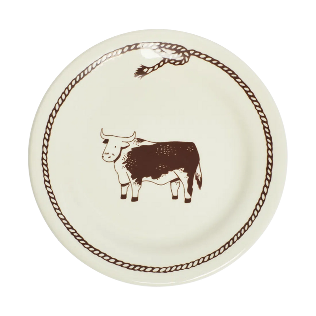 Bull Lasso Plate tableware, with a clean, polished finish and distinctive shape or artwork; a useful size for meals, appetizers, desserts, snacks, or layered place settings. Primary product view highlights the overall design and proportions.
