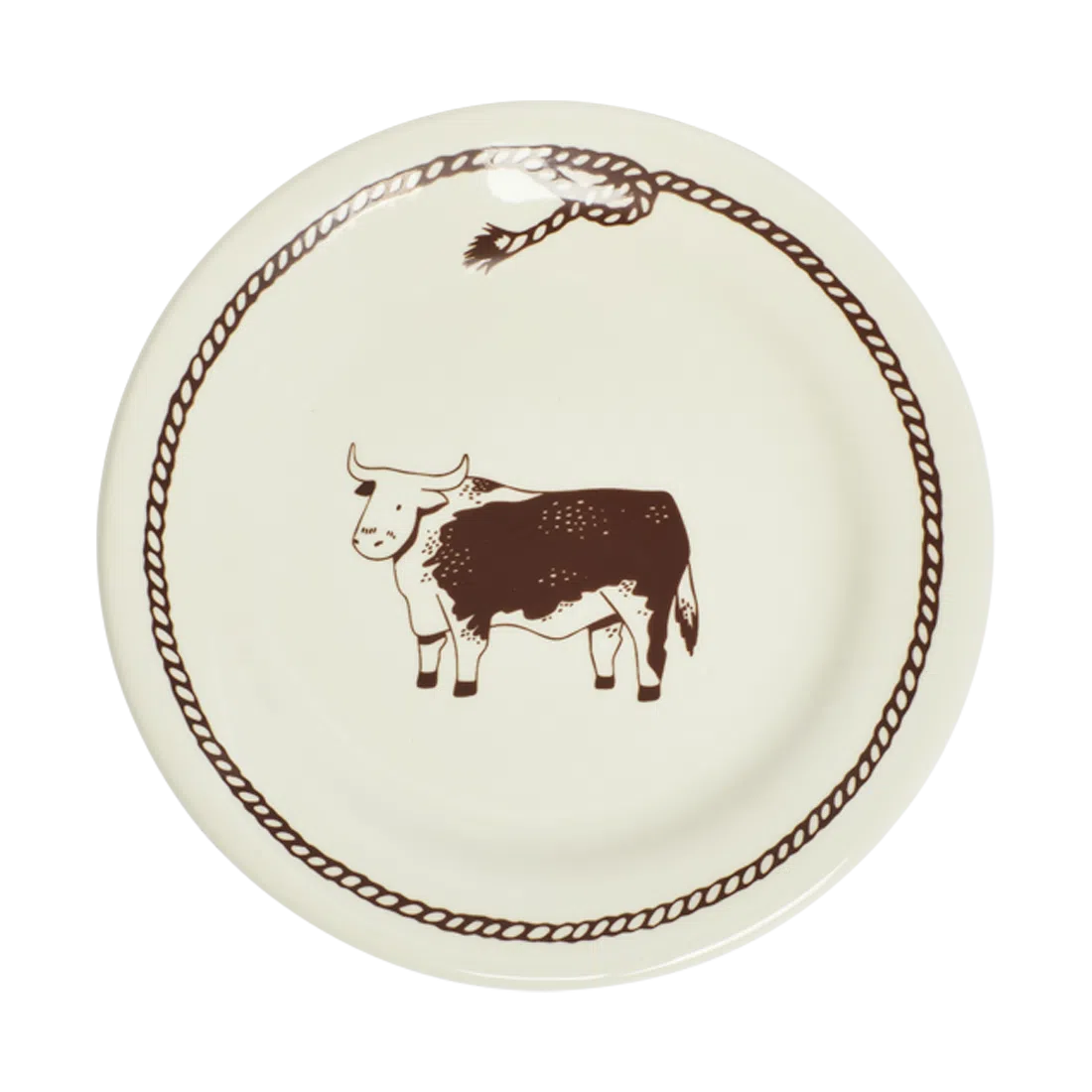 Bull Lasso Plate tableware, with a clean, polished finish and distinctive shape or artwork; a useful size for meals, appetizers, desserts, snacks, or layered place settings. Primary product view highlights the overall design and proportions.