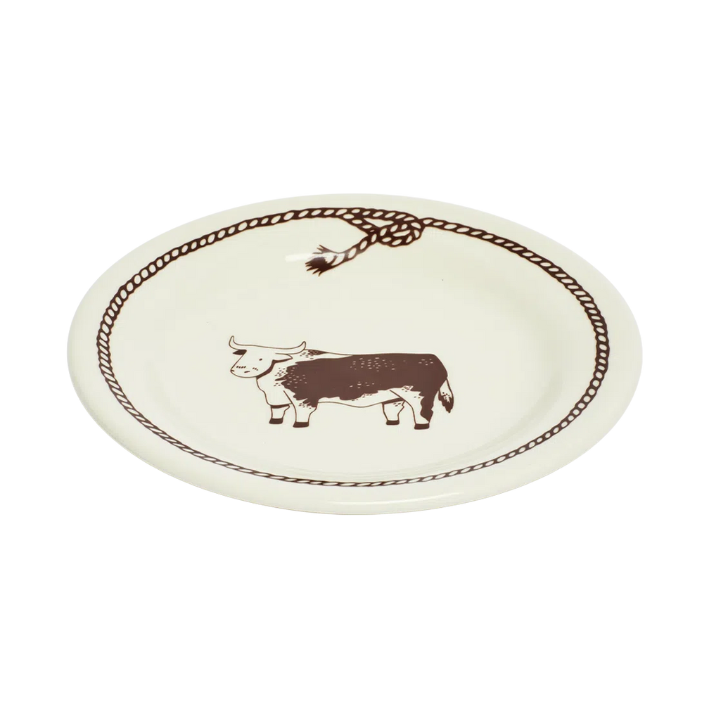 Bull Lasso Plate tableware, with a clean, polished finish and distinctive shape or artwork; a useful size for meals, appetizers, desserts, snacks, or layered place settings. Alternate product view shows more of the shape, finish, and design details.