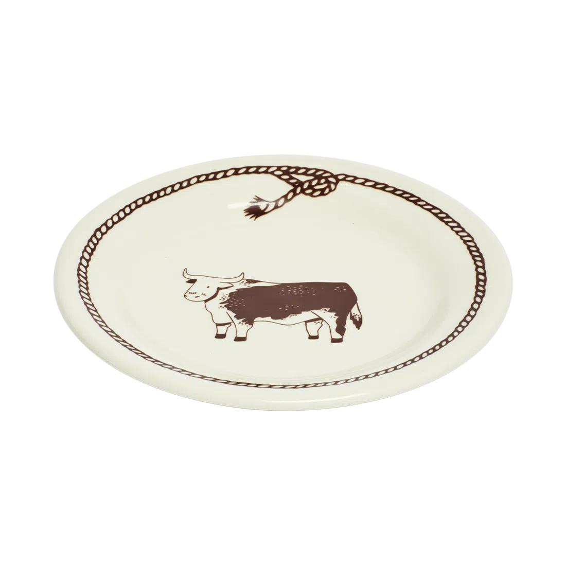 Bull Lasso Plate tableware, with a clean, polished finish and distinctive shape or artwork; a useful size for meals, appetizers, desserts, snacks, or layered place settings. Alternate product view shows more of the shape, finish, and design details.