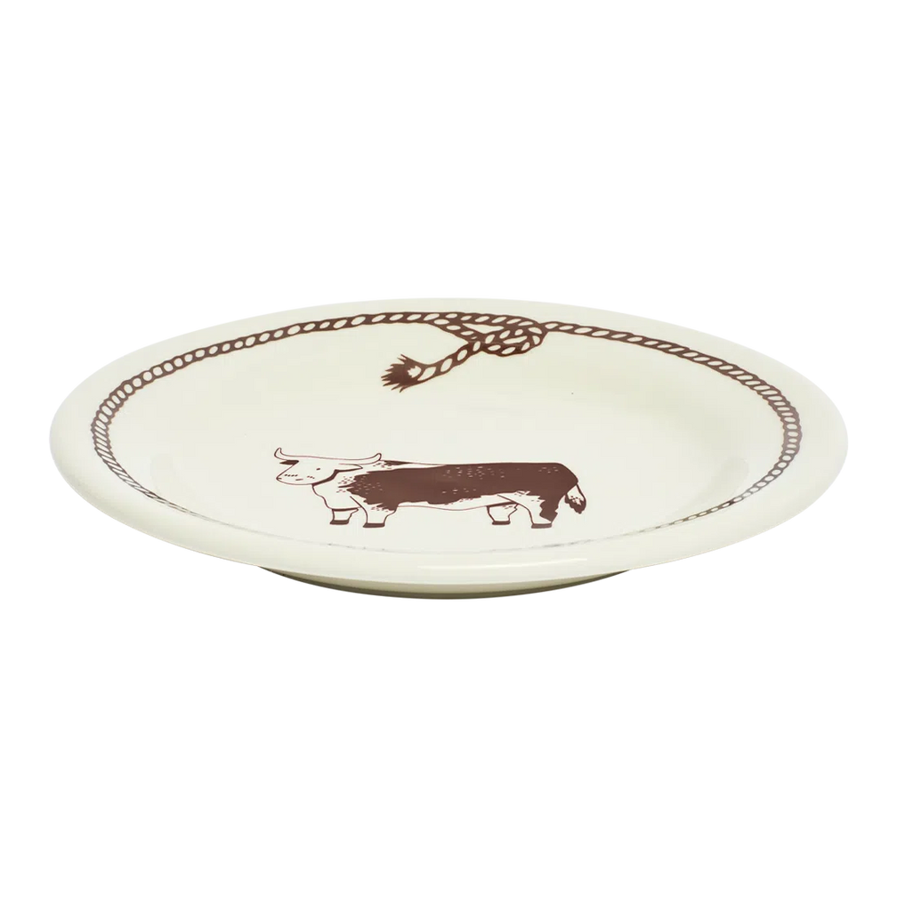 Bull Lasso Plate tableware, with a clean, polished finish and distinctive shape or artwork; a useful size for meals, appetizers, desserts, snacks, or layered place settings. Additional view helps show the profile, scale, and decorative details.