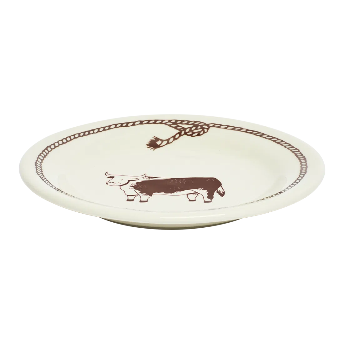 Bull Lasso Plate tableware, with a clean, polished finish and distinctive shape or artwork; a useful size for meals, appetizers, desserts, snacks, or layered place settings. Additional view helps show the profile, scale, and decorative details.