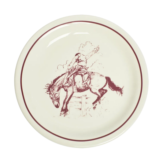 Bucking Bronco Plate tableware, with a clean, polished finish and distinctive shape or artwork; a useful size for meals, appetizers, desserts, snacks, or layered place settings. Primary product view highlights the overall design and proportions.