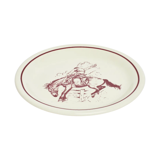 Bucking Bronco Plate tableware, with a clean, polished finish and distinctive shape or artwork; a useful size for meals, appetizers, desserts, snacks, or layered place settings. Alternate product view shows more of the shape, finish, and design details.