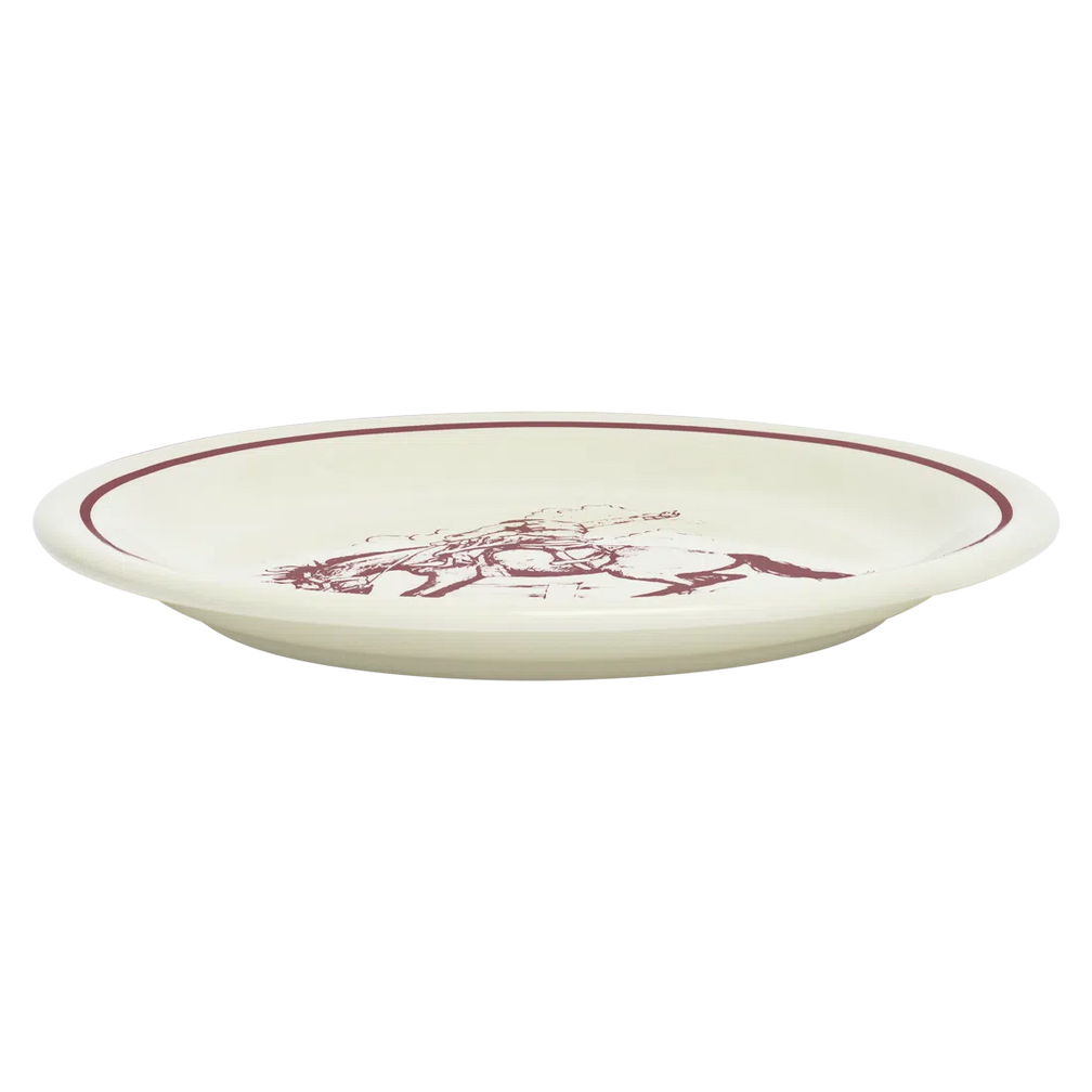 Bucking Bronco Plate tableware, with a clean, polished finish and distinctive shape or artwork; a useful size for meals, appetizers, desserts, snacks, or layered place settings. Additional view helps show the profile, scale, and decorative details.