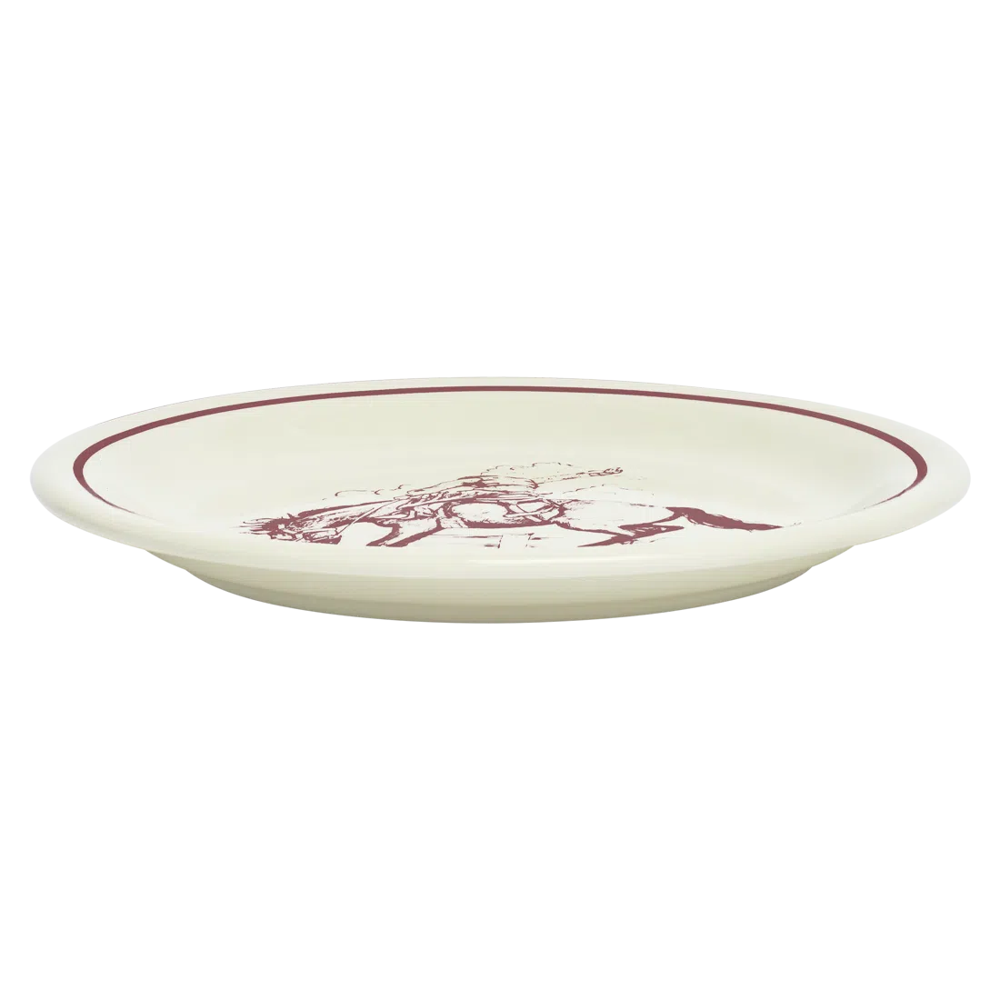 Bucking Bronco Plate tableware, with a clean, polished finish and distinctive shape or artwork; a useful size for meals, appetizers, desserts, snacks, or layered place settings. Additional view helps show the profile, scale, and decorative details.