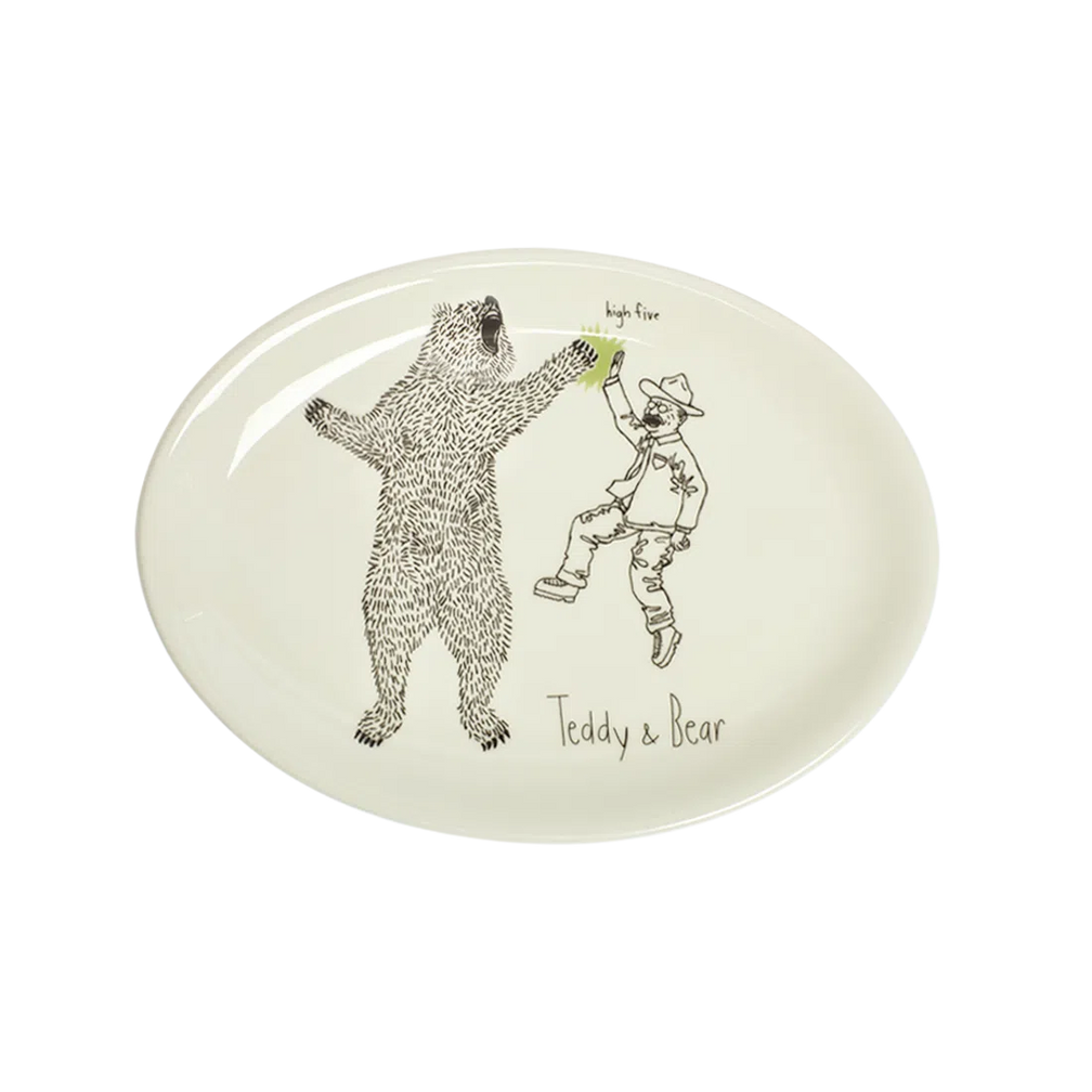 Teddy Roosevelt - Teddy & Bear Plate tableware, with a clean, polished finish and distinctive shape or artwork; a useful size for meals, appetizers, desserts, snacks, or layered place settings. Primary product view highlights the overall design and proportions.